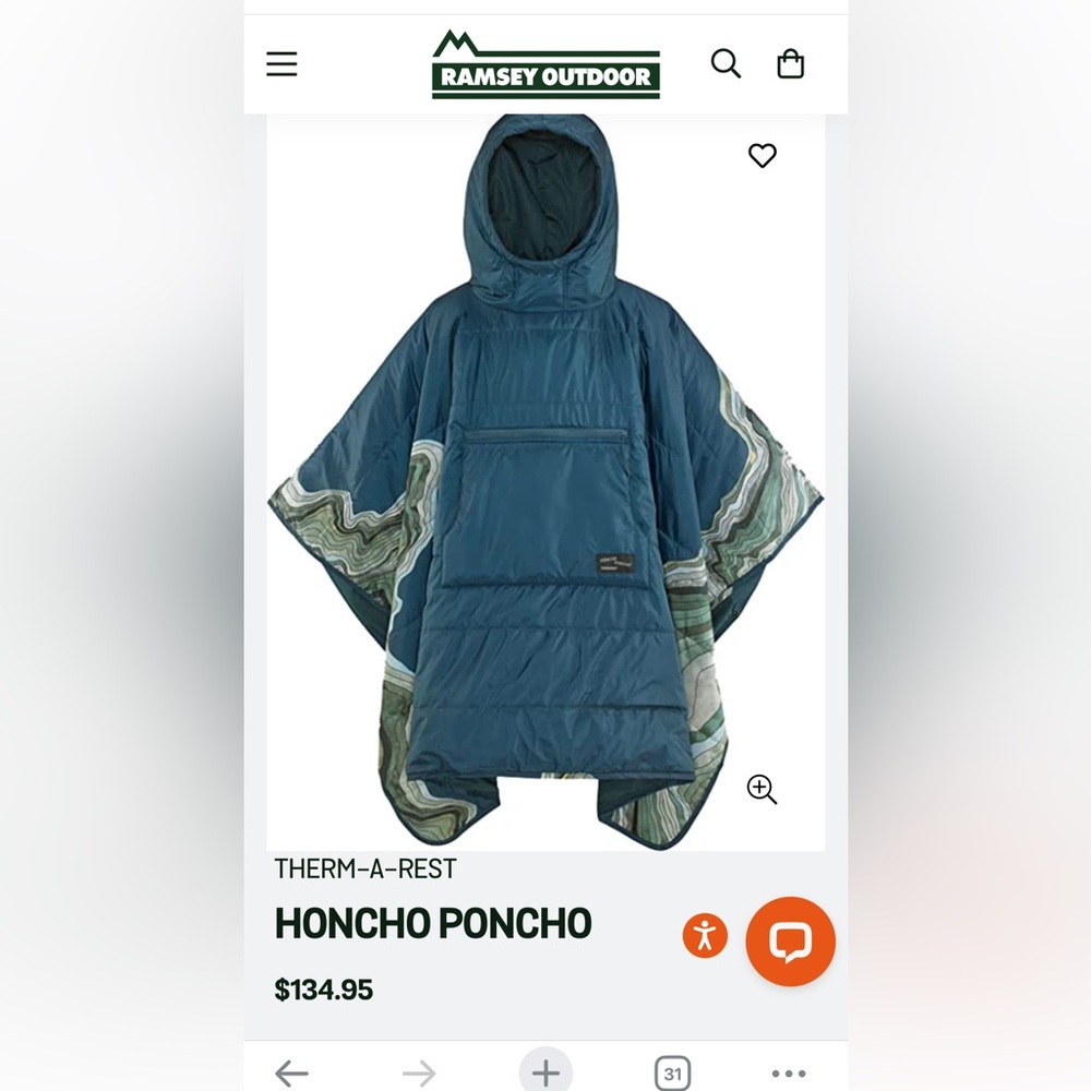 NWT Therm-A-Rest Honcho Poncho camping blanket poncho water resistant - Picture 10 of 14